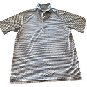 Donald Ross Firestone 9 Blue Striped Polo Golf Shirt M